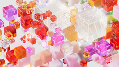 Abstract image of different colored cubes