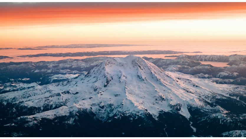 Aerial view of Mt. Ranier.