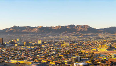 El Paso region skyline with mountains in the background