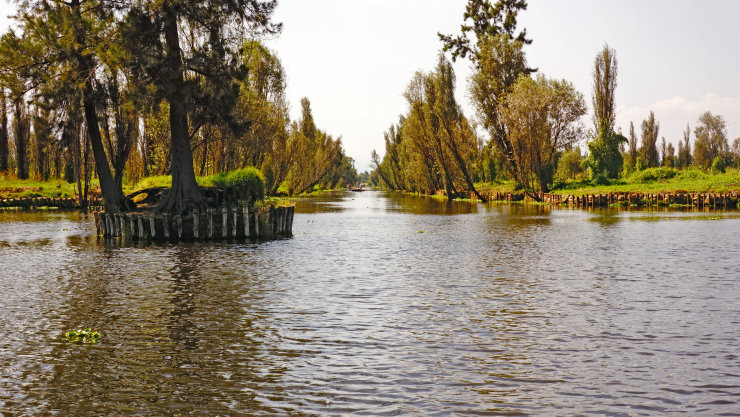 The chinampas or artificial islands in Mexico.