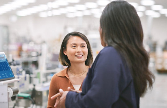 Empowered floor operations manager collaborates with developer and IT integrator on automated assembly floor.