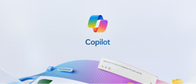 Copilot-Symbol über einem schwebenden Bildschirm