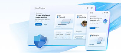 Two image showing windows defender in desktop window and mobile