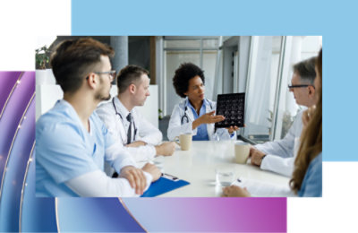 A group of doctors discussing on a topic