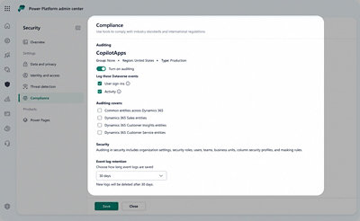 A screenshot of a computer screen displaying text related to security and compliance.