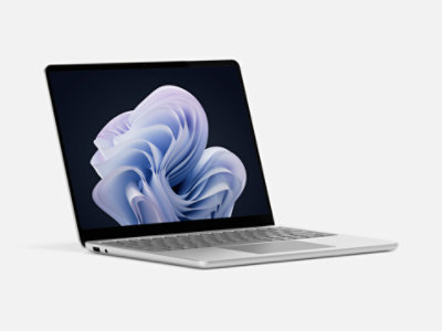 An angled view of a Surface Laptop, 13-inch (1st edition) in the colour Platinum.