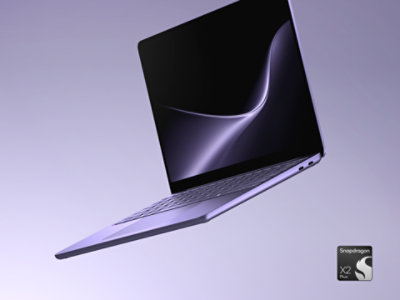 A floating Surface Laptop, 13-inch (2nd Edition) in the color Violet.