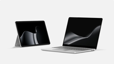 Un Surface Laptop de 13 pulgadas (2ª edición) y un Surface Pro de 12 pulgadas (2a edición), ambos en color platino. 