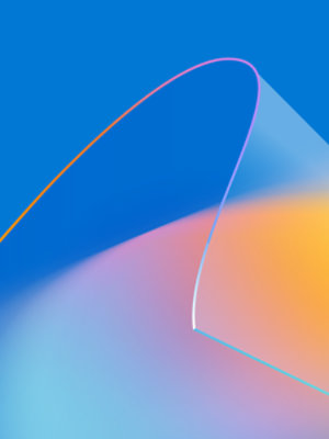 A translucent waveform with a sunrise-colored gradient glowing. though it.