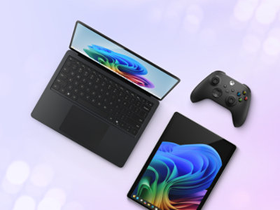 Surface Pro neben Xbox Series X Special Edition inklusive Controller.