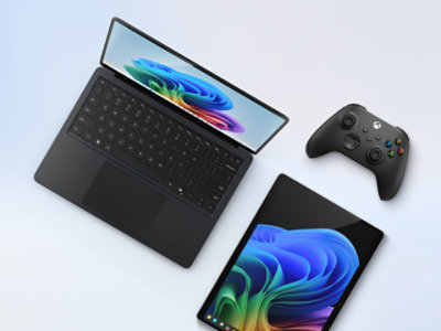 Surface Pro neben Xbox Series X Special Edition inklusive Controller.