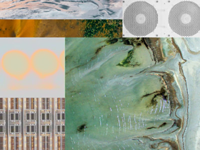 Un collage d’images de la nature et d’éléments du centre de données.