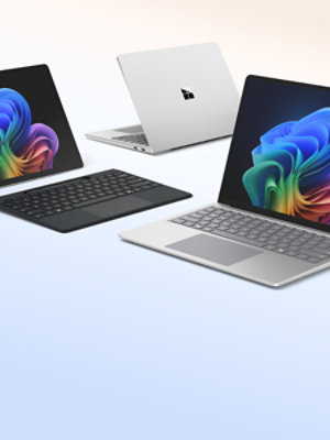 A family of Surface Copilot Plus PC devices with Intel® processors in the color Platinum.