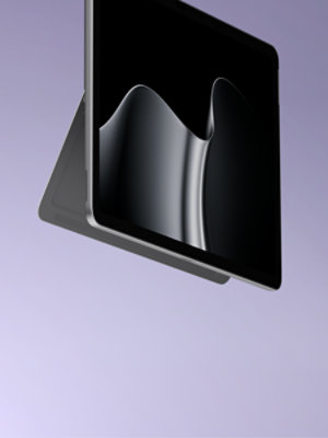 A floating Surface Pro for Business, 12-inch (2nd Edition) | Snapdragon in the color Platinum.