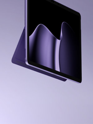 A floating Surface Pro, 12-inch (2nd Edition) in the color Violet.