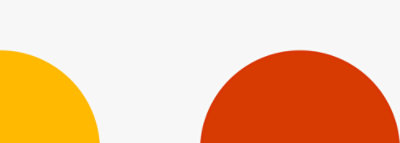 Un quart de cercle jaune et un demi-cercle rouge sur un arrière-plan blanc. »