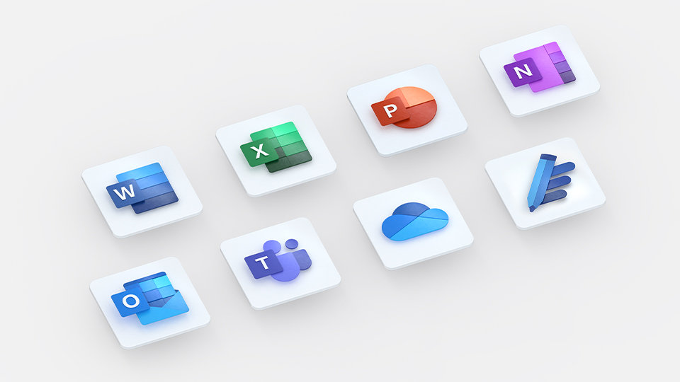 A collection of Microsoft Office icons 