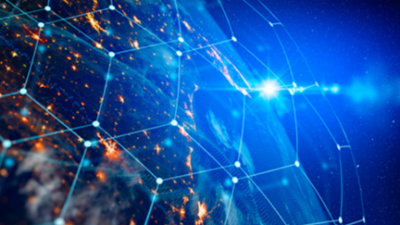 Un réseau de lumières et de points