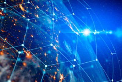 Un réseau de lumières et de points