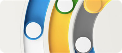 青、緑、黄、灰色の曲線、カラフルな線、円形のアクセントが特徴の抽象的な画像。