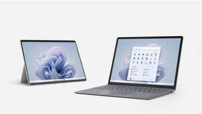 Ein Surface Pro 9 und Surface Laptop 5.