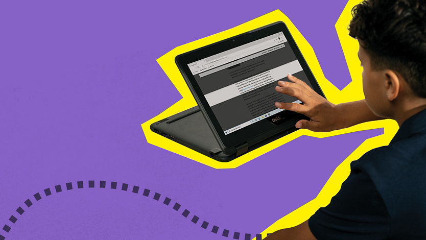 A boy using immersive screen reader