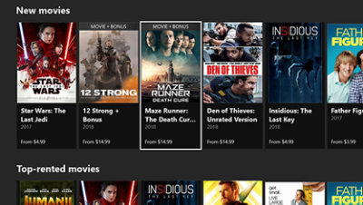 A list of films including Star Wars The Last Jedi and Maze Runner The Death Cure.