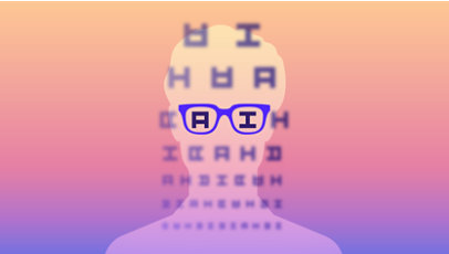 A man with AI written on his glasses. 