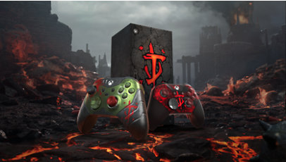 The Dark Ages をテーマにした Xbox スキン、ワイヤレス コントローラーおよび Elite ワイヤレス コントローラー。