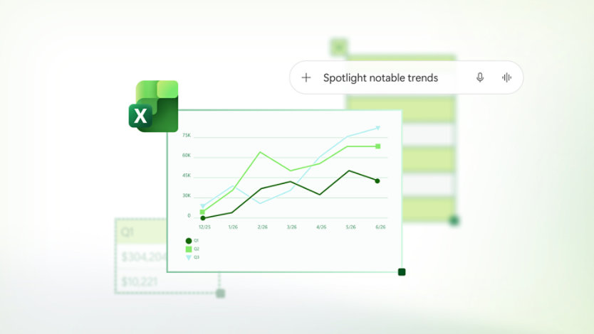 A screenshot of an Excel graph with Copilot search. 
