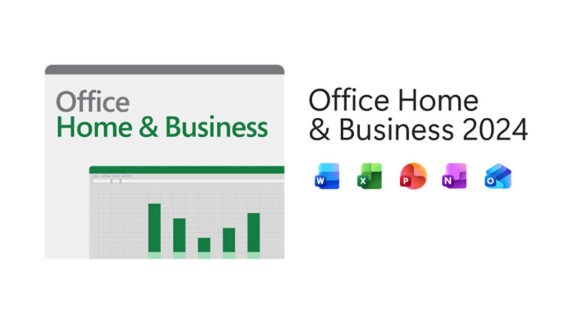Various apps that are part of Office Home & Business 2024, including Word, Excel, PowerPoint, Outlook, and OneNote. 