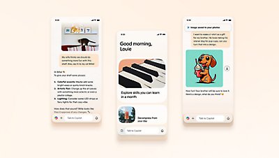 Three screenshots from the Copilot App