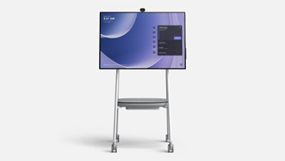 Un Surface Hub 3 de 50 pouces sur un support mobile. 