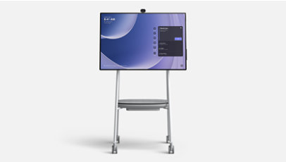Um Surface Hub 3 de 50 polegadas num Suporte Móvel. 