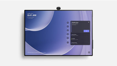 Um Surface Hub 3 de 50 polegadas num Suporte de Parede. 