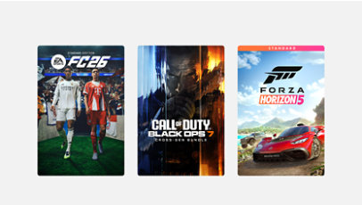 EA Sports FC26, Call of Duty: Black Ops 7 und Forza Horizon 5.