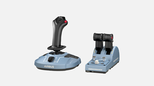 A Thrustmaster joystick and throttle for flight simulators.