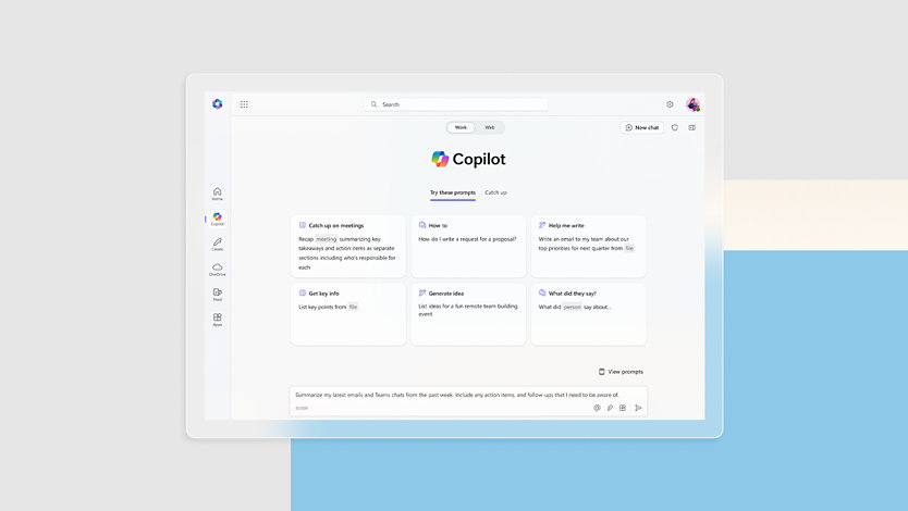 Copilot fournit des invites pour aider les utilisateurs.