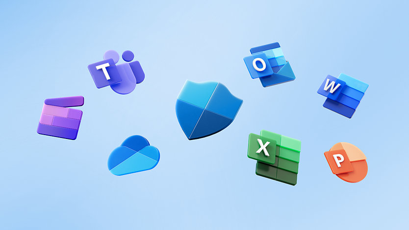Imagen de iconos de algunas aplicaciones incluidas en Microsoft 365. 