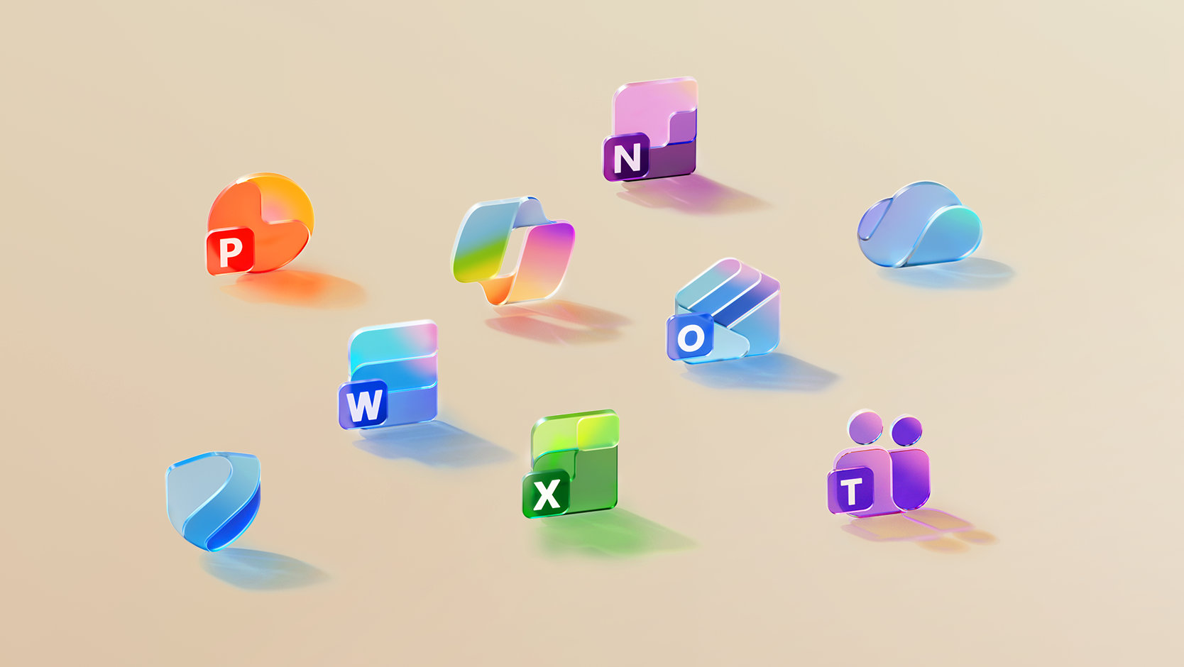 Varie app che fanno parte di un abbonamento a Microsoft 365, come Copilot, PowerPoint, Outlook, OneDrive e Word.