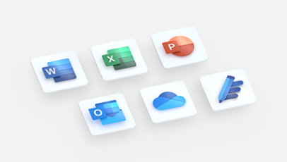 Icônes des applications incluses dans Microsoft 365. 