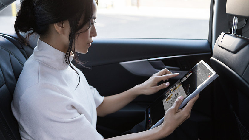 Mobile professional using Surface Pro with LTE Advanced in car