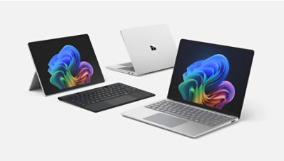 A family of Surface devices with Intel® processors in the colour Platinum.