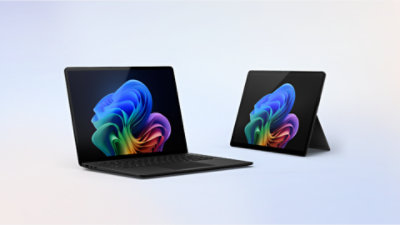 Surface Pro 12-inch and Surface Laptop 13-inch in Black, shown side by side.