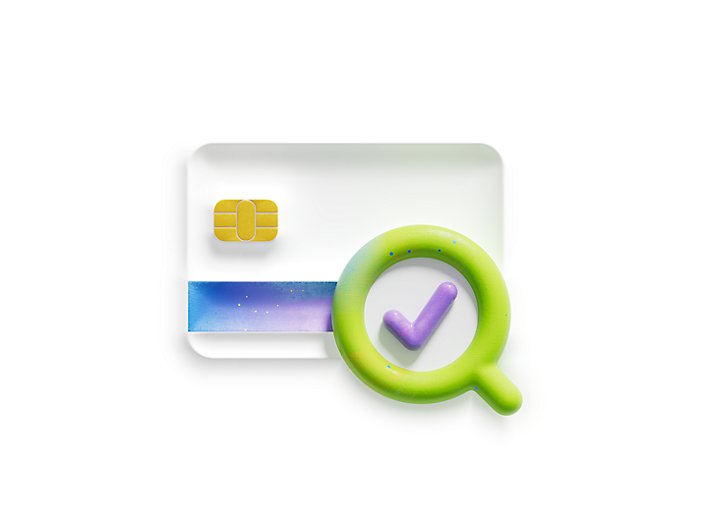 A credit card with a verification checkmark.