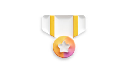 A lapel pin with a medal of recognition.