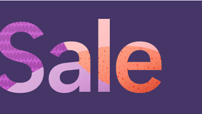 Bild mit der Aufschrift "Sale" auf einem lilanen Hintergrund.
