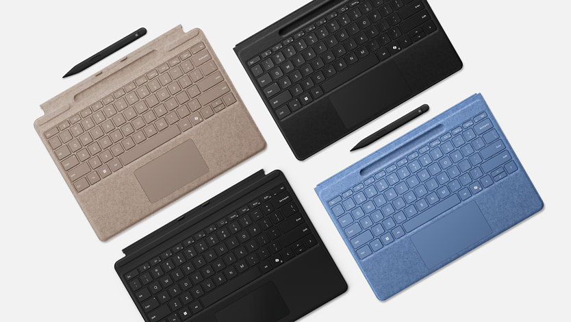 Klávesnice Surface Pro, Pro Signature a Pro Flex s perem Slim Pen.