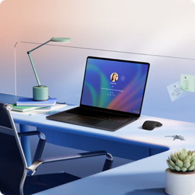 A Windows Hello sign-in screen on a Surface Laptop for Business.