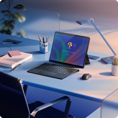 Um ecrã de início de sessão do Windows Hello num Surface Pro para Empresas.